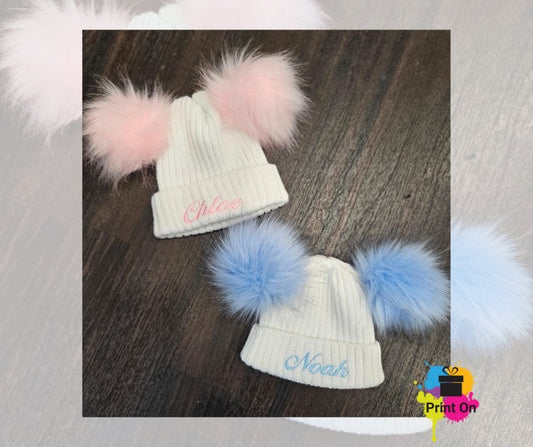 White Fluffy Double PomPom