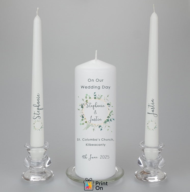 Wedding Candle - Sage Green & Gold