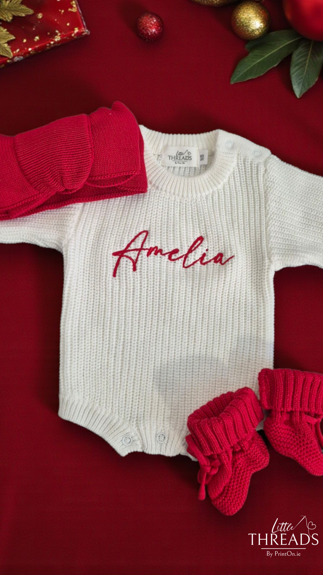 Buttons, Booties & Bow Set - Festive Red Edition