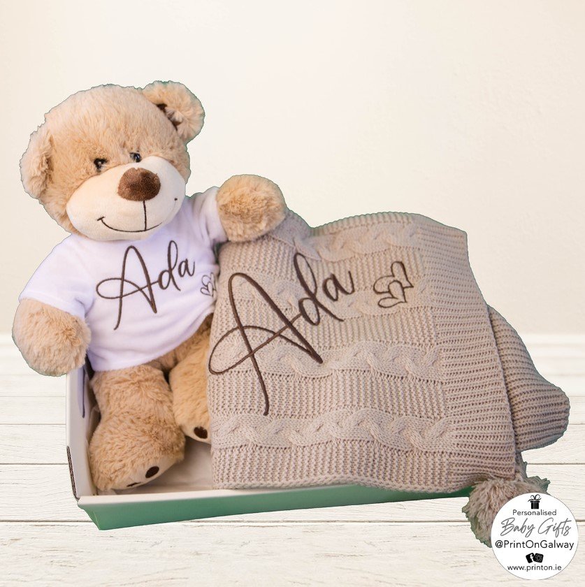 Pom Blanket & Buddy Set - Beige/Brown