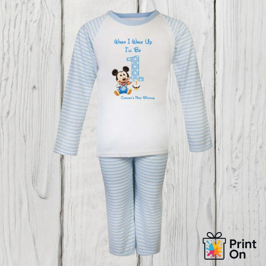 When I Wake Up PJs - Blue Stripe - Disney