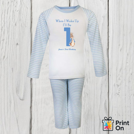 When I Wake Up PJs - Blue Stripe - Peter Rabbit