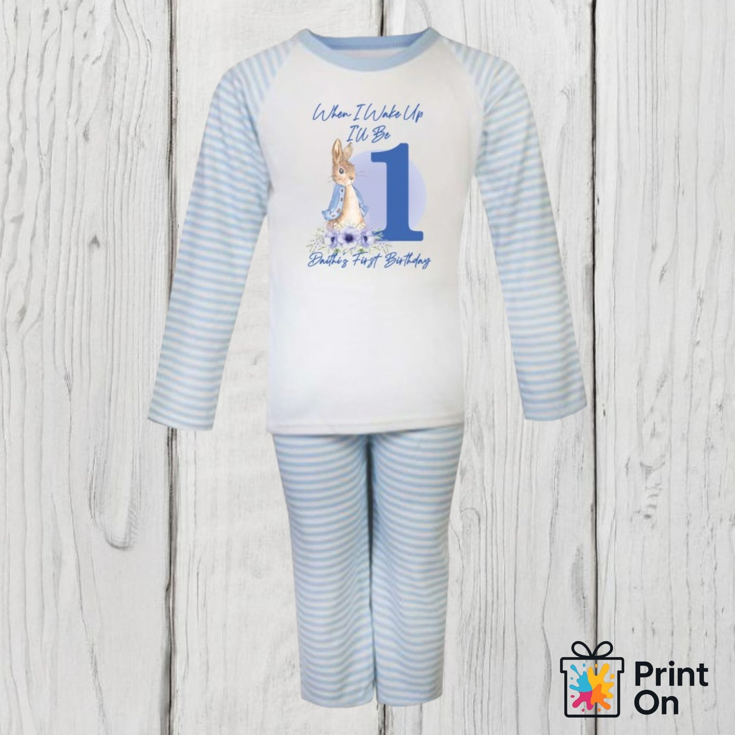 When I Wake Up PJs - Blue Stripe - Peter Rabbit 2