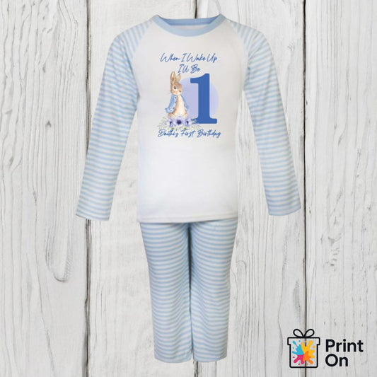 When I Wake Up PJs - Blue Stripe - Peter Rabbit 2