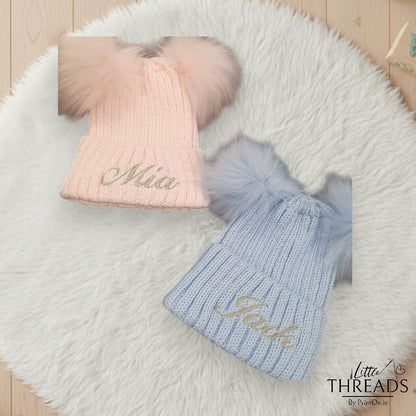 Fluffy Double PomPom Beanie Hat