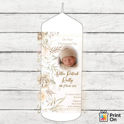 Christening Candle - Earthy Leaf