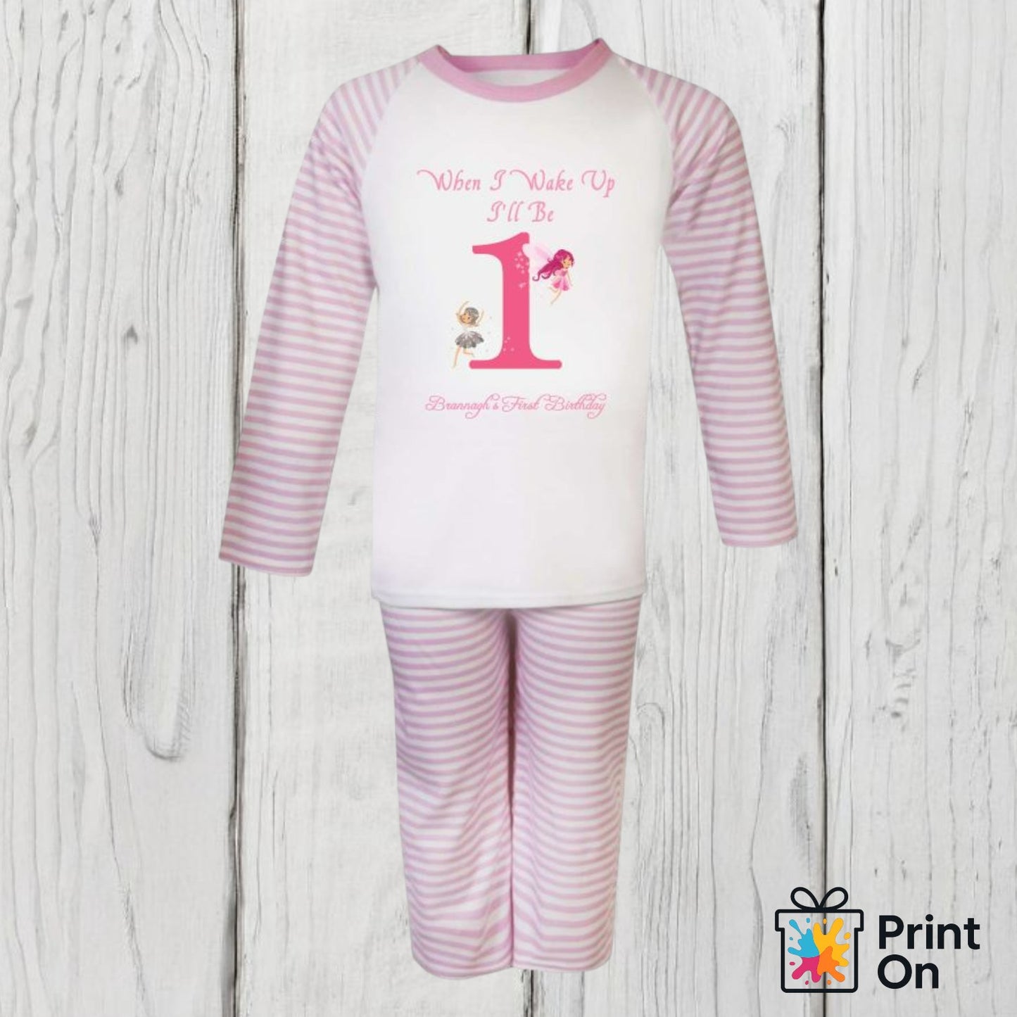 When I Wake Up PJs - Pink Stripe - Fairies