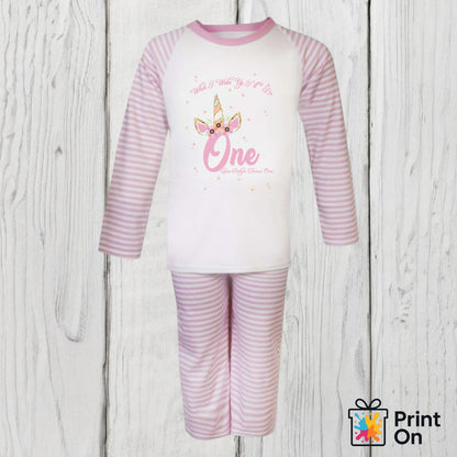 When I Wake Up PJs - Pink Stripe - Unicorn