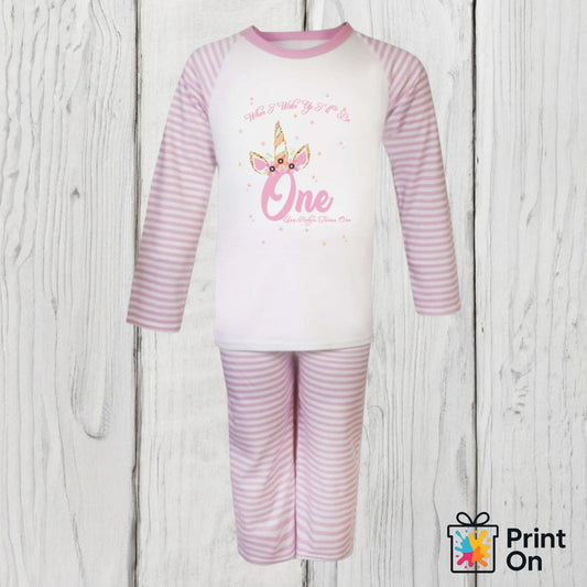 When I Wake Up PJs - Pink Stripe - Unicorn