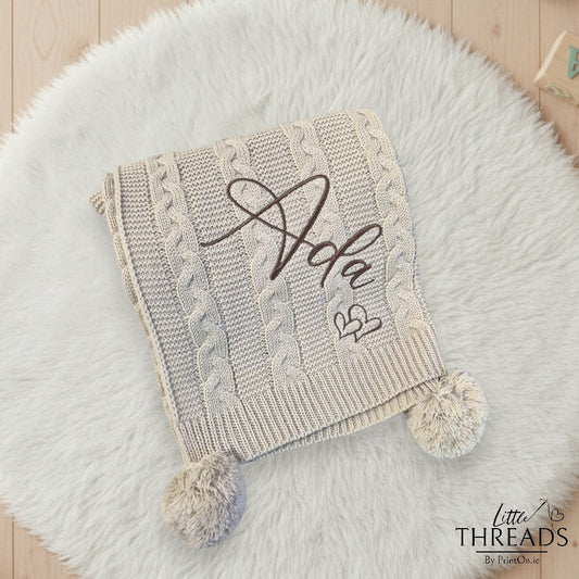 Pom Pom Blanket - Beige