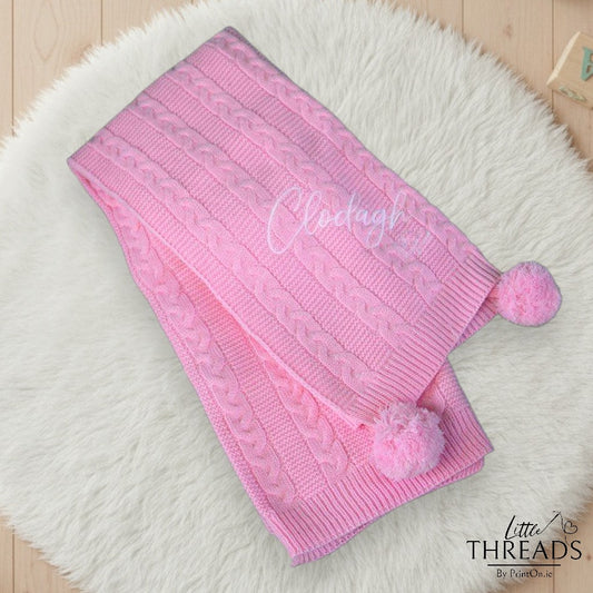 Pom Pom Blanket - Baby Pink