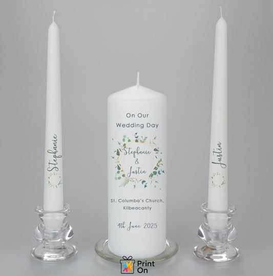 Wedding Candle - Sage Green & Gold