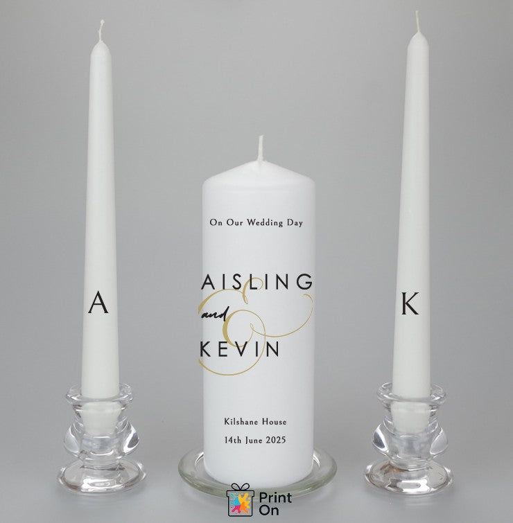 Wedding Candle - Simple gold & black