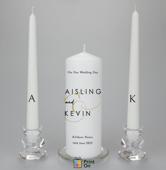 Wedding Candle - Simple gold & black