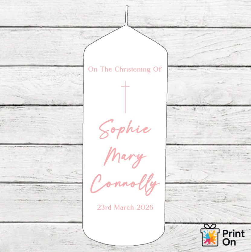 Christening Candle - Single Cross
