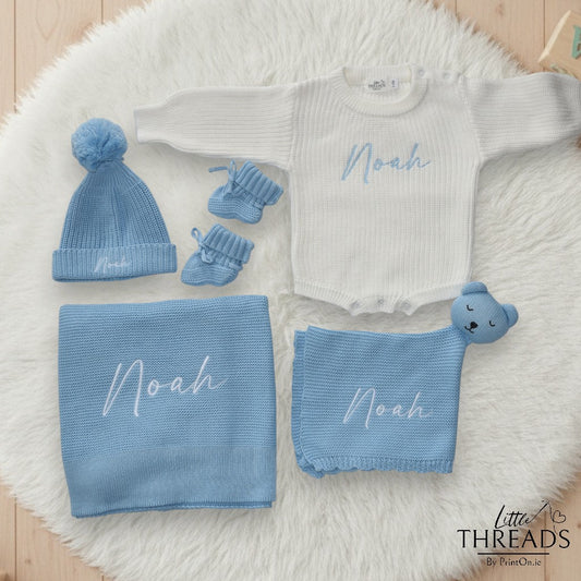 Little Threads Signature Set - White & Baby Blue
