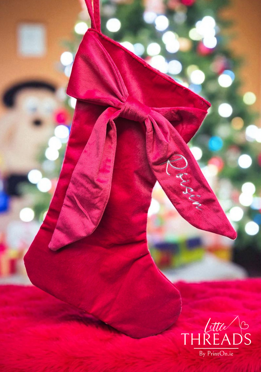 Velvet Bow Stocking - Classic Red