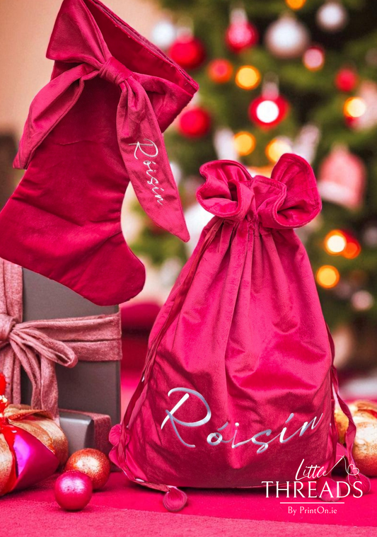 Velvet Bow Stocking & Sack Set